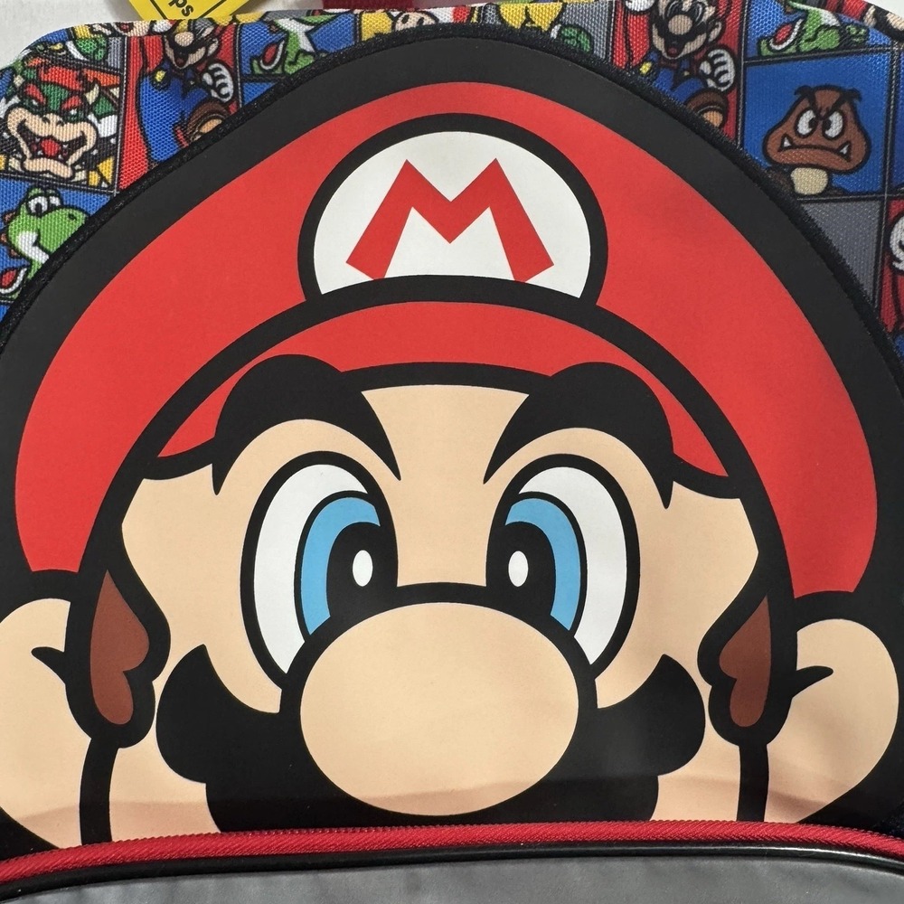 Super Mario Bros Backpack NWT Kid School 16" Bowser Yoshi Toad Star Charm Galaxy - Picture 4 of 6